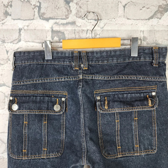 Vintage Mecca Denim Jorts Shorts  Y2K Dark Wash Streetwear Skater Size 38 - Picture 8 of 13